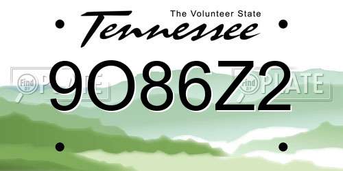 9O86Z2 Tennessee License Plate