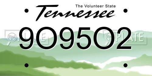 9O95O2 Tennessee License Plate