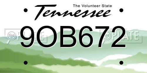 9OB672 Tennessee License Plate