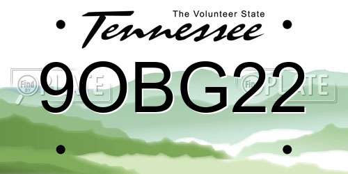 9OBG22 Tennessee License Plate