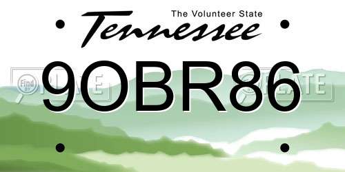 9OBR86 Tennessee License Plate