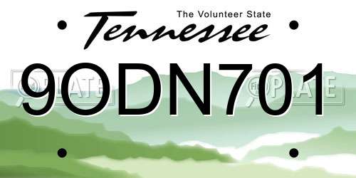 9ODN701 Tennessee License Plate