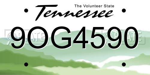 9OG4590 Tennessee License Plate