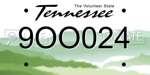 9OO024 Tennessee License Plate