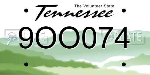 9OO074 Tennessee License Plate