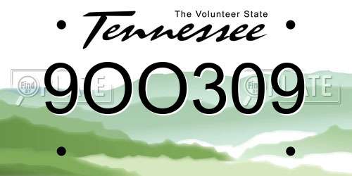 9OO309 Tennessee License Plate