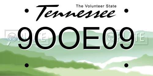 9OOE09 Tennessee License Plate