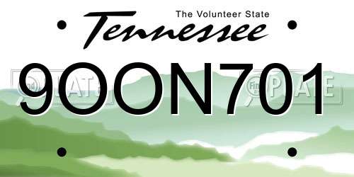 9OON701 Tennessee License Plate