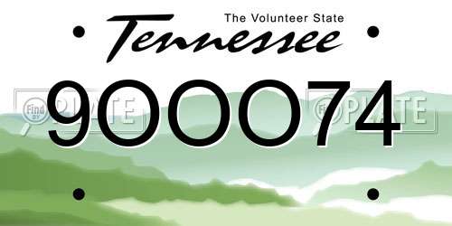 9OOO74 Tennessee License Plate