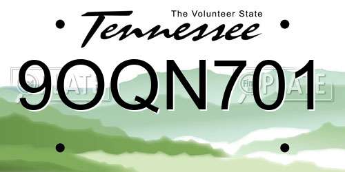 9OQN701 Tennessee License Plate
