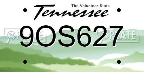 9OS627 Tennessee License Plate