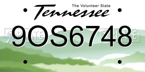 9OS6748 Tennessee License Plate