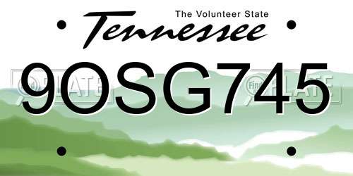 9OSG745 Tennessee License Plate