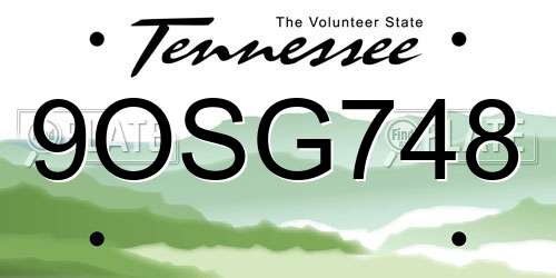 9OSG748 Tennessee License Plate