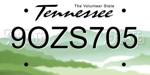 9OZS705 Tennessee License Plate