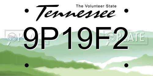 9P19F2 Tennessee License Plate