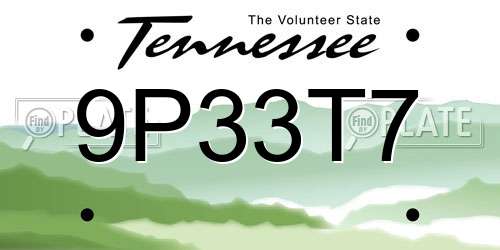 9P33T7 Tennessee License Plate