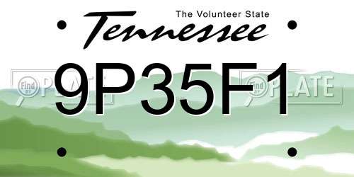 9P35F1 Tennessee License Plate