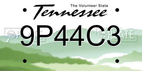 9P44C3 Tennessee License Plate