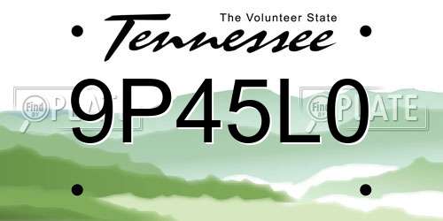 9P45L0 Tennessee License Plate