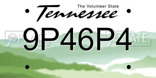 9P46P4 Tennessee License Plate