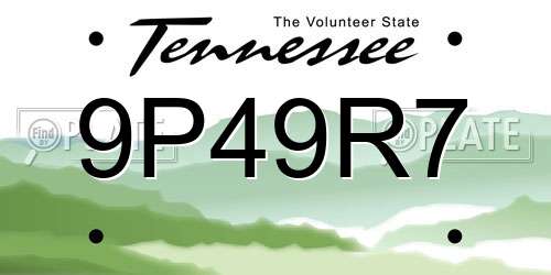 9P49R7 Tennessee License Plate
