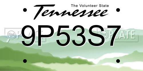 9P53S7 Tennessee License Plate
