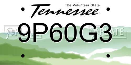 9P60G3 Tennessee License Plate