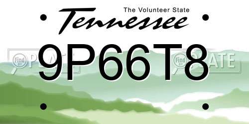 9P66T8 Tennessee License Plate