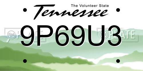9P69U3 Tennessee License Plate