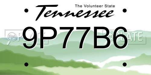 9P77B6 Tennessee License Plate