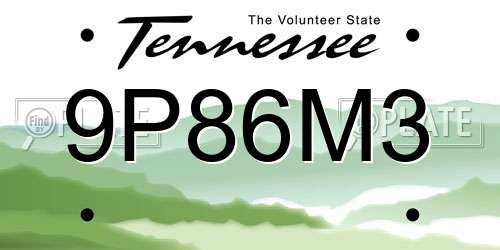 9P86M3 Tennessee License Plate