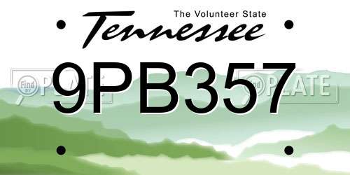 9PB357 Tennessee License Plate