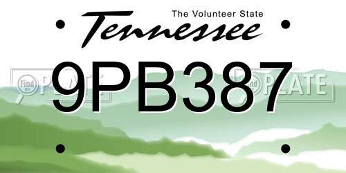 9PB387 Tennessee License Plate