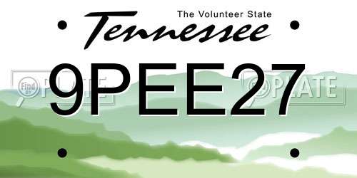 9PEE27 Tennessee License Plate