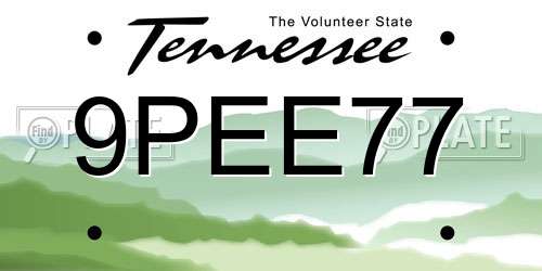 9PEE77 Tennessee License Plate