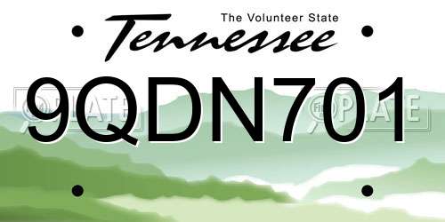 9QDN701 Tennessee License Plate