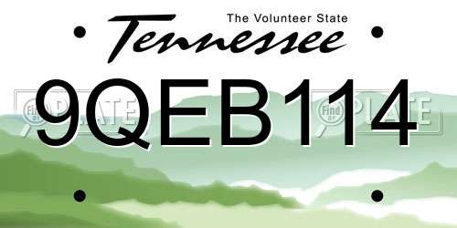 9QEB114 Tennessee License Plate