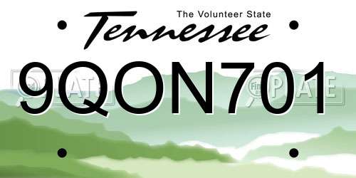 9QON701 Tennessee License Plate