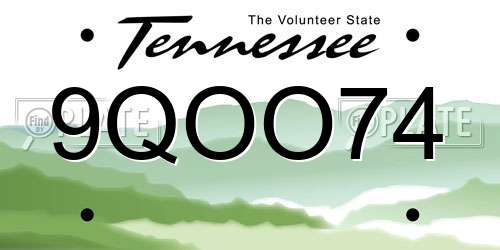 9QOO74 Tennessee License Plate