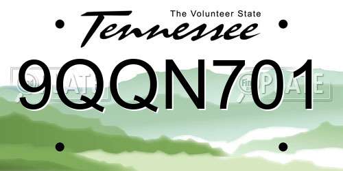 9QQN701 Tennessee License Plate
