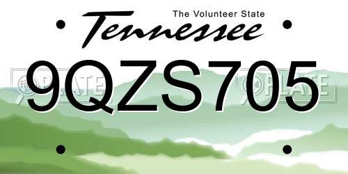 9QZS705 Tennessee License Plate