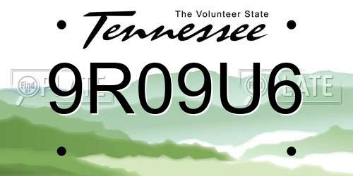 9R09U6 Tennessee License Plate