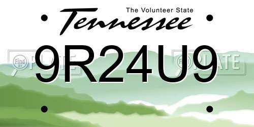 9R24U9 Tennessee License Plate