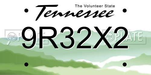 9R32X2 Tennessee License Plate