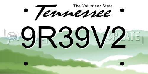 9R39V2 Tennessee License Plate