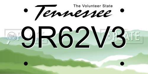 9R62V3 Tennessee License Plate