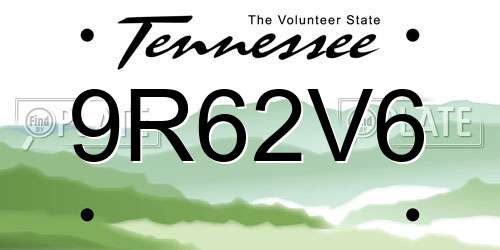 9R62V6 Tennessee License Plate