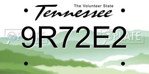 9R72E2 Tennessee License Plate