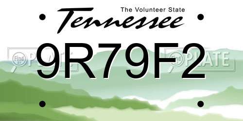 9R79F2 Tennessee License Plate